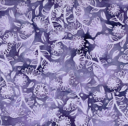 Lumin Fabrics Island Batik Crazy for Daisies Tossed Daisies Purple Foxglove