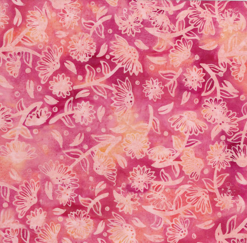 Lumin Fabrics Island Batik Crazy for Daisies Tossed Daisies Red Salmon