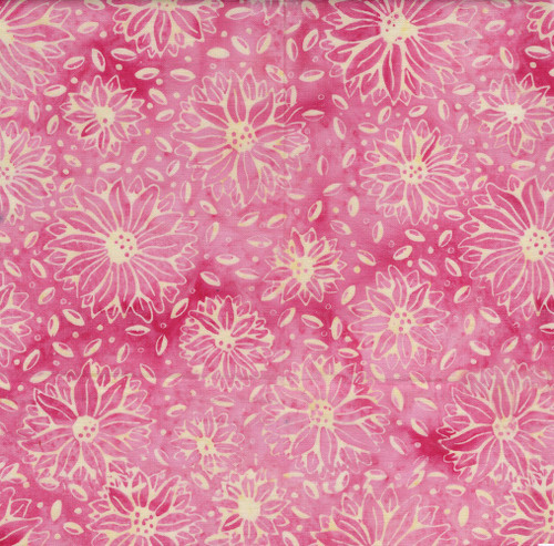 Lumin Fabrics Island Batik Crazy for Daisies Large Daisies Red Flamingo