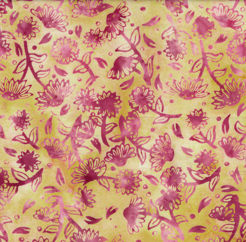 Lumin Fabrics Island Batik Crazy for Daisies Tossed Daisies Yellow Amber