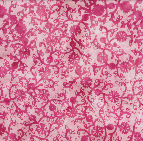 Lumin Fabrics Island Batik Crazy for Daisies Scrolling Vines Red Shell