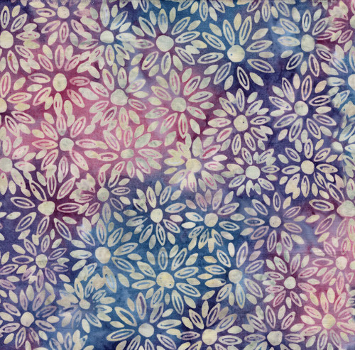 Lumin Fabrics Island Batik Crazy for Daisies Medium Daisies Multi Pink Purple Blue