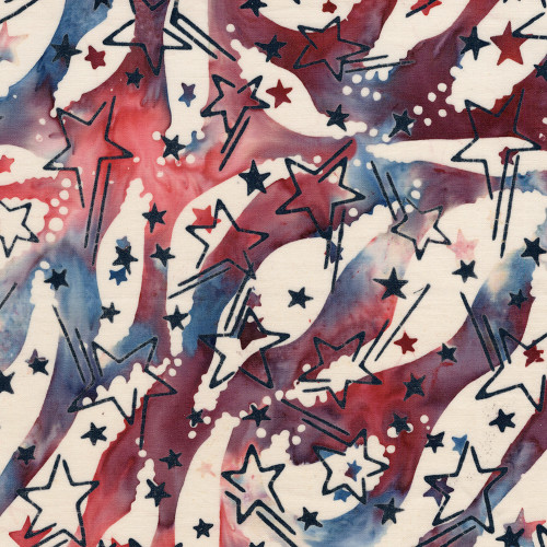 Lumin Fabrics Island Batik Freedom Rings Radiance Multi Red Blue Dusty