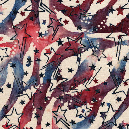Lumin Fabrics Island Batik Freedom Rings Radiance Multi Red Blue Dusty
