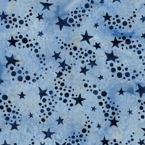 Lumin Fabrics Island Batik Freedom Rings Shooting Stars Blue Bluebelle