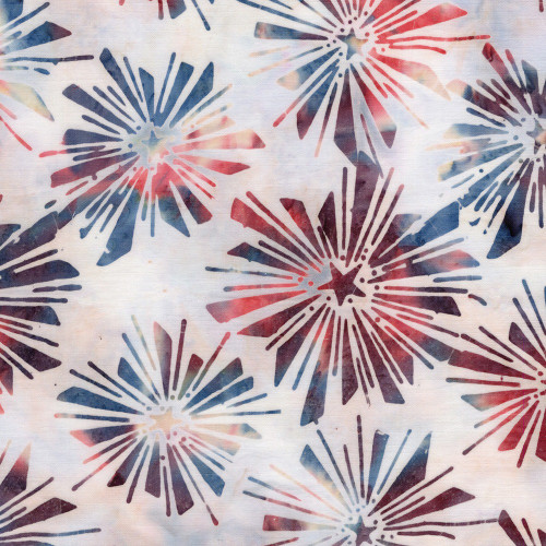 Lumin Fabrics Island Batik Freedom Rings Starburst Neutral Snow