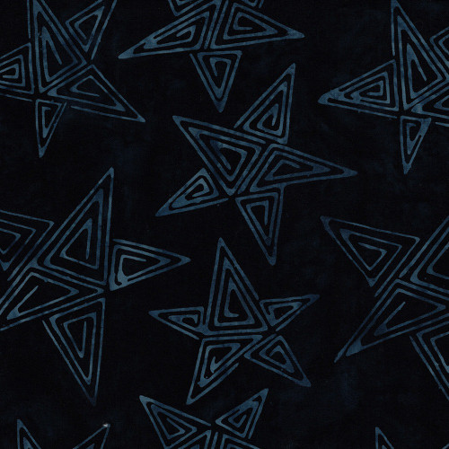 Lumin Fabrics Island Batik Freedom Rings Spirals in Stars Blue Midnight Blue