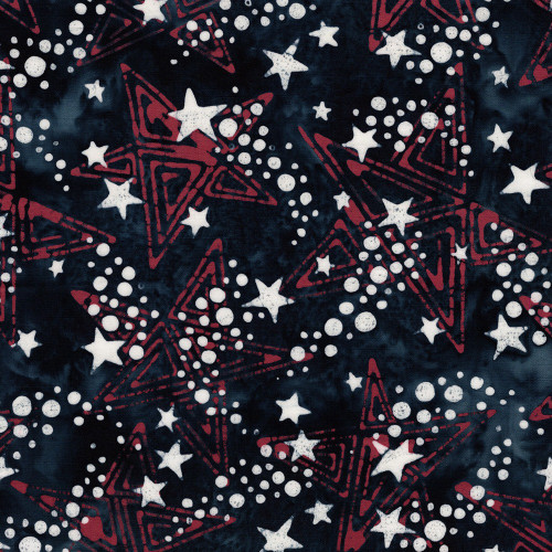 Lumin Fabrics Island Batik Freedom Rings Shooting Stars Blue Midnight Blue