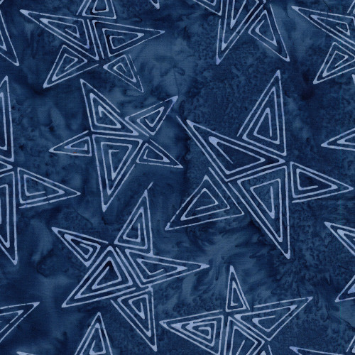 Lumin Fabrics Island Batik Freedom Rings Spirals in Stars Blue French Blue