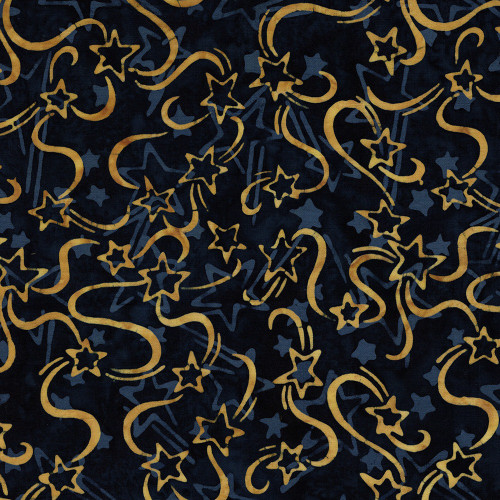Lumin Fabrics Island Batik Freedom Rings Stars and Swoops Blue Marine