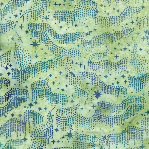 Lumin Fabrics Island Batik Lunar Glow Night Sky Green Honeydew