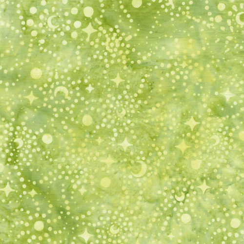 Lumin Fabrics Island Batik Lunar Glow Stars and Swirls Green Lemon Lime