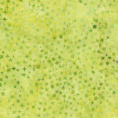 Lumin Fabrics Island Batik Lunar Glow Assorted Stars Green Seedling