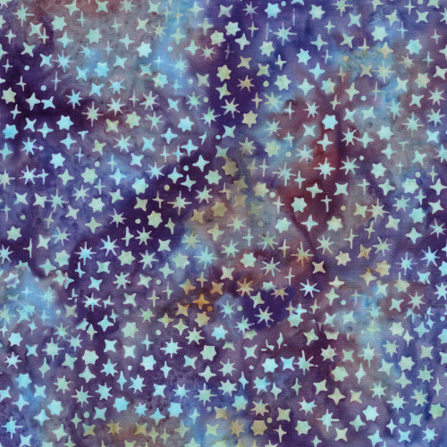 Lumin Fabrics Island Batik Lunar Glow Assorted Stars Purple Urchin