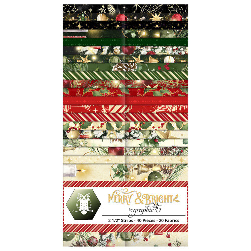 Lumin Fabrics White Owl Textiles Merry and Bright G45 Jelly Roll 2.5 Inch Strips
