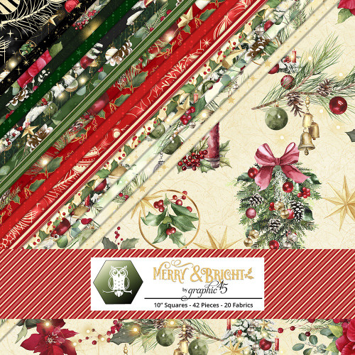 Lumin Fabrics White Owl Textiles Merry & Bright G45 Layer Cake Ten Inch Squares