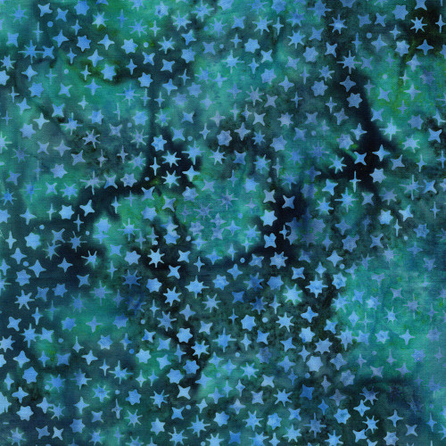 Lumin Fabrics Island Batik Lunar Glow Assorted Stars Teal Bridgewater