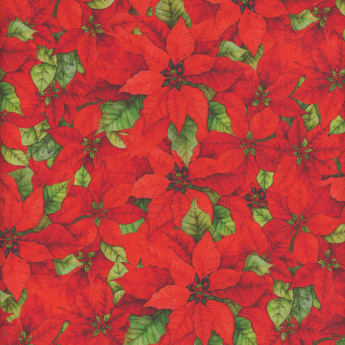 Lumin Fabrics White Owl Textiles Poinsettia Radiance Joy Hall Packed Poinsettia Red