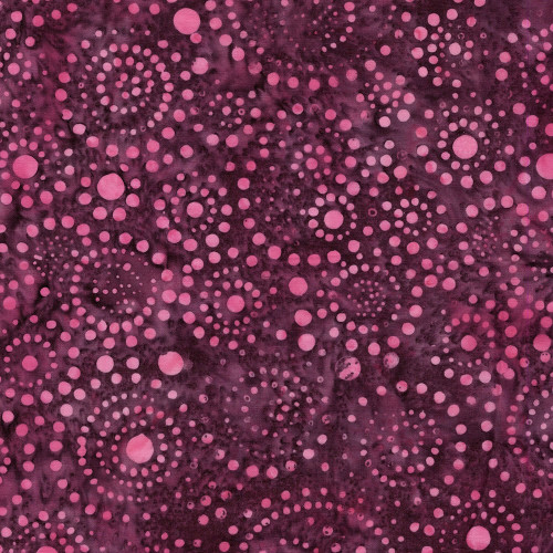 Lumin Fabrics Island Batik Pop Dots Dots and Swirls Red Burgundy