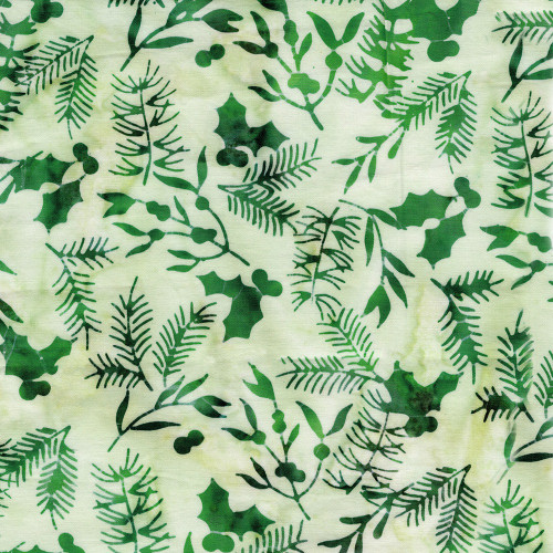Lumin Fabrics Island Batik Retro Holidays Retro Holly Neutral Cream