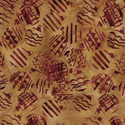 Lumin Fabrics Island Batik Retro Holidays Retro Quilted Ornaments Gold Ochre