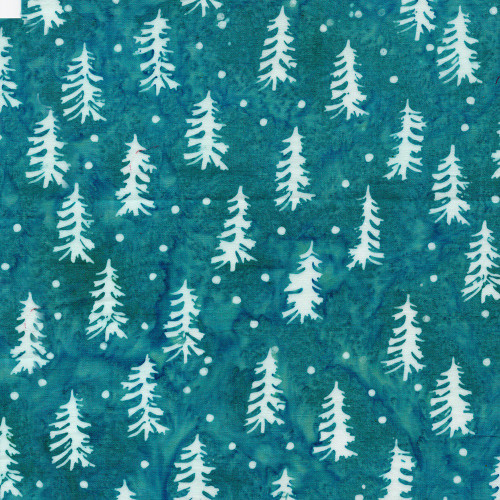Lumin Fabrics Island Batik Retro Holidays Retro Trees Teal Carribbean