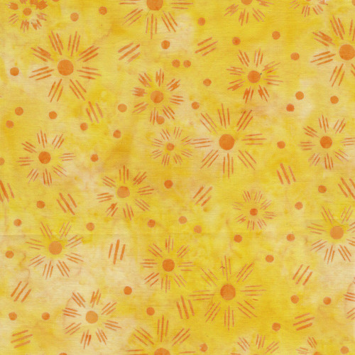 Lumin Fabrics Island Batik Spring Fling Flower Dot Dash Yellow Cornmeal