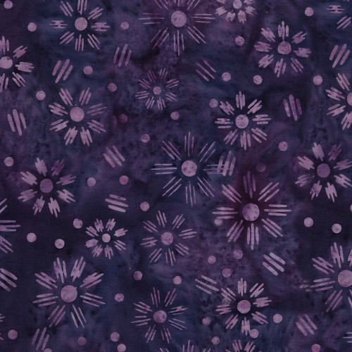 Lumin Fabrics Island Batik Spring Fling Flower Dot Dash Purple Regal