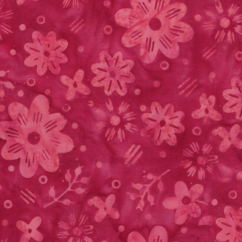 Lumin Fabrics Island Batik Spring Fling Garden Pink Geranium
