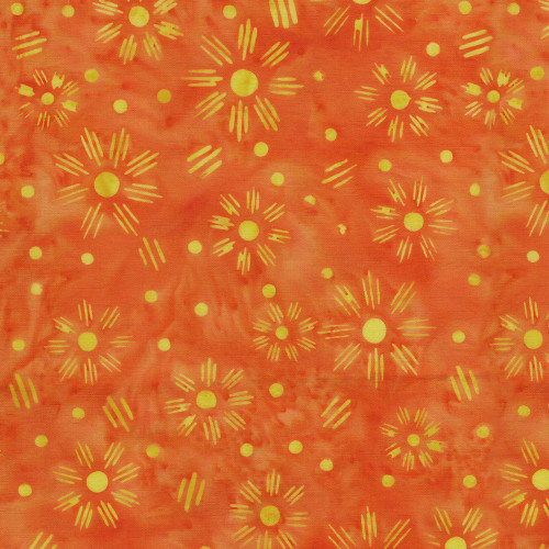 Lumin Fabrics Island Batik Spring Fling Flower Dot Dash Orange Tiger