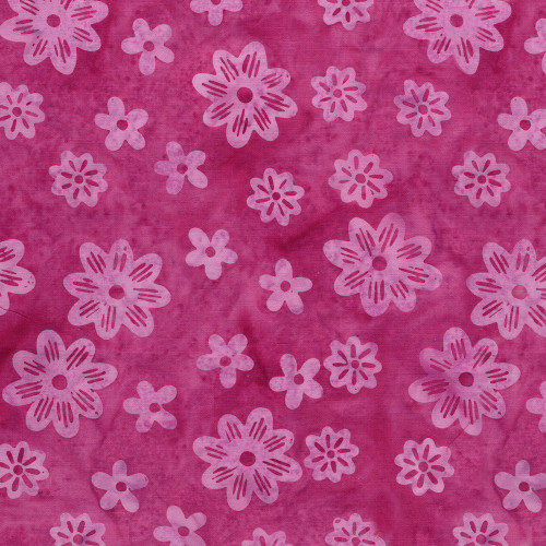 Lumin Fabrics Island Batik Spring Fling Assorted Flowers Pink Raspberry
