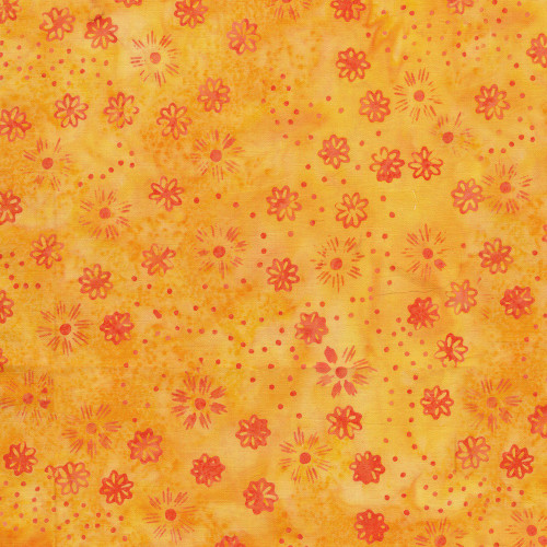 Lumin Fabrics Island Batik Spring Fling Scattered Flowers Orange Daffodil