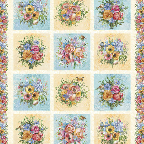 Lumin Fabrics White Owl Textiles Tranquil Blooms Tim Coffey Craft Panel Multi
