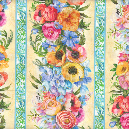 Lumin Fabrics White Owl Textiles Tranquil Blooms Tim Coffey Repeating Stripe Multi