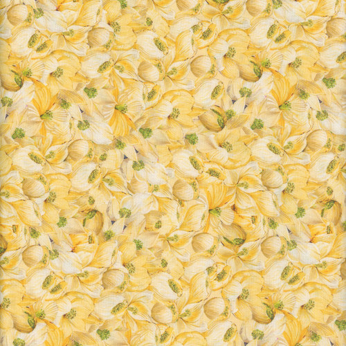 Lumin Fabrics White Owl Textiles Tranquil Blooms Tim Coffey Tonal Packed Floral Yellow