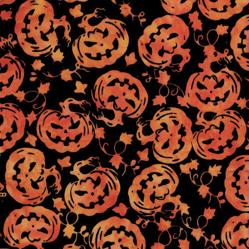 Lumin Fabrics Island Batik Boo Bash Jack O Lantern Black