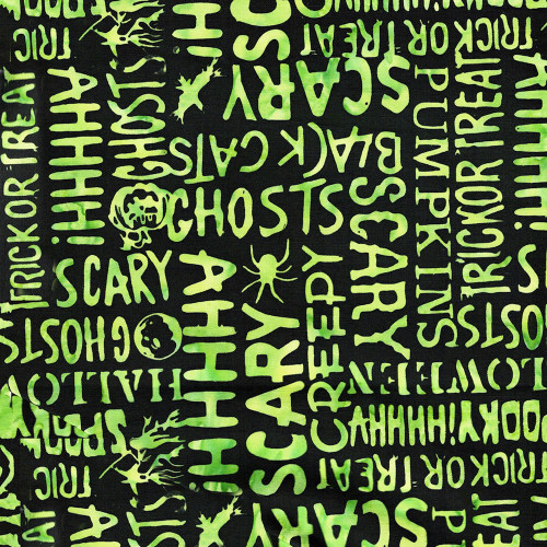 Lumin Fabrics Island Batik Boo Bash Halloween Words Black