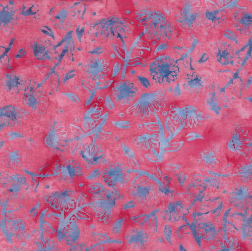 Lumin Fabrics Island Batik Crazy for Daisies Tossed Daisies Pink Camelia