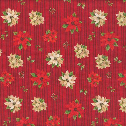 Lumin Fabrics White Owl Textiles Poinsettia Radiance Joy Hall Poinsettia Toss Red