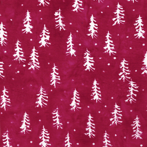 Lumin Fabrics Island Batik Retro Holidays Retro Trees Red Cardinal