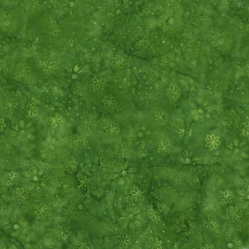 Lumin Fabrics Island Batik Spring Fling Scattered Flowers Green Apple