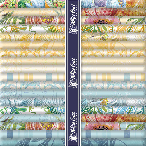 Lumin Fabrics White Owl Textiles Tranquil Blooms Tim Coffey Fat Quarter Bundle 12