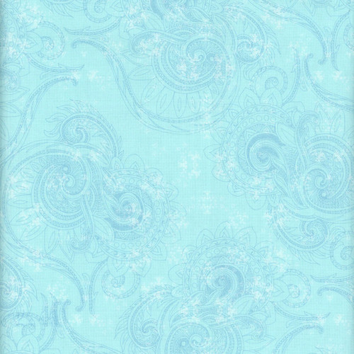 Lumin Fabrics White Owl Textiles Tranquil Blooms Tim Coffey Paisley Texture Blue
