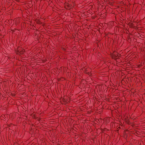 Riley Blake Fabrics Expressions Batiks Poppy Seeds Sassy Red Poppy Blooms