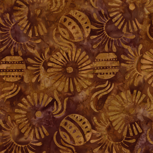Riley Blake Fabrics Expressions Batiks Starburst Groove Gingerbread Brown Zinnia Balls
