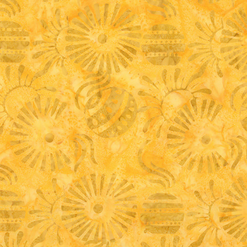 Riley Blake Fabrics Expressions Batiks Starburst Groove Sunshine Yellow Zinnia Balls