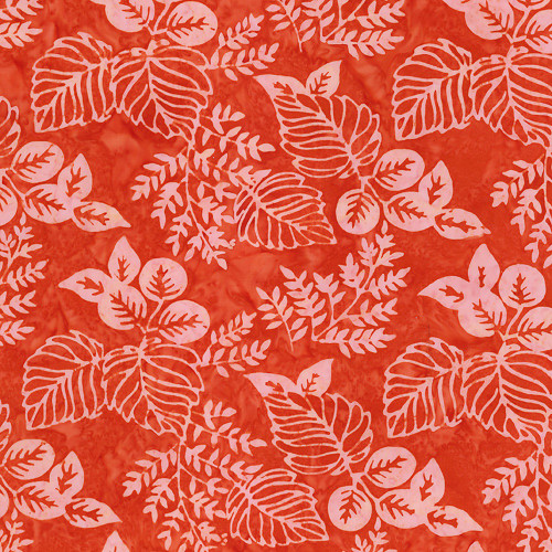 Riley Blake Fabrics Expressions Batiks Poppy Seeds Papaya Red Foliage Bouquets