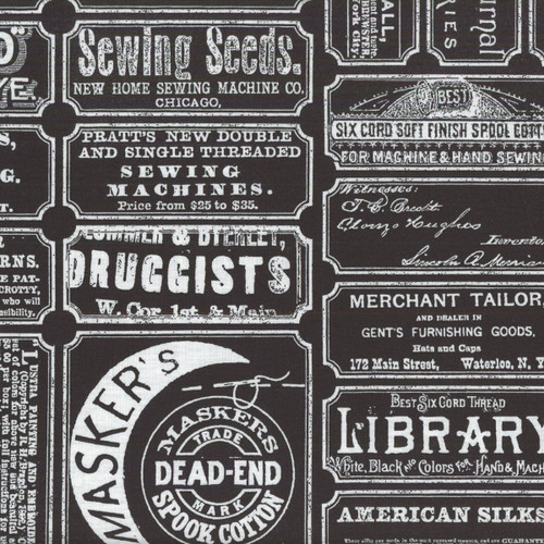 Riley Blake Fabrics Scary Scraps Janet Wecker Frisch Scary Sew Labels Black