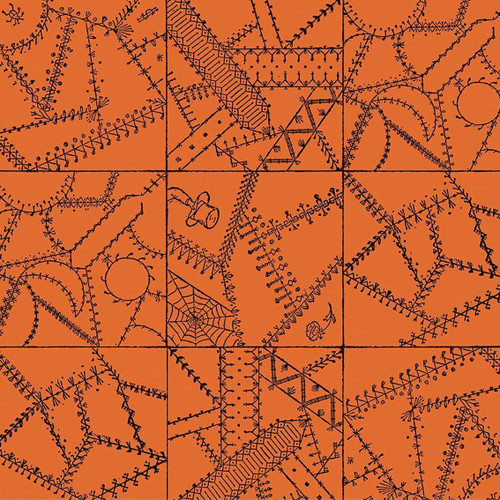 Riley Blake Fabrics Scary Scraps Janet Wecker Frisch Crazy Patchwork Orange