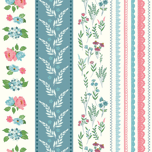Riley Blake Fabrics Correspondence by Beverly McCollough Wide Stripe Cloud